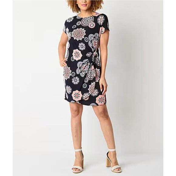 Size 3X 22 24 MEDALLION PRINT SIDE-TIE DRESS Day/Evening Summer Fall PLUS SIZE - Picture 1 of 6